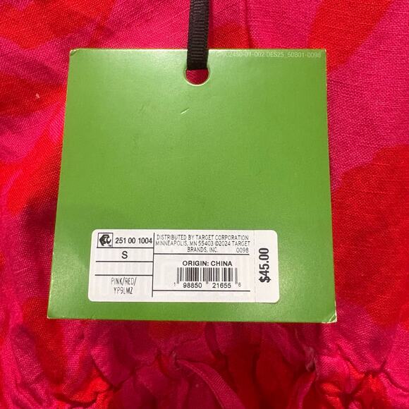NWT Kate Spade Target Rose Linen Long Sleeve Maxi Dress Pink/Red Small - Picture 5 of 10